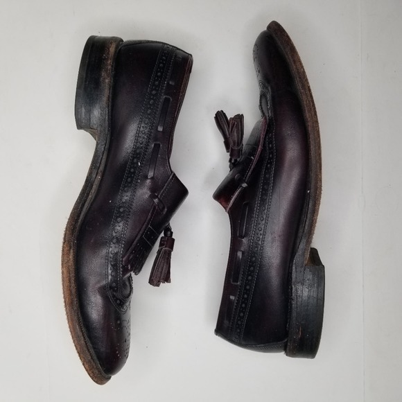 ALLEN EDMONDS Men\'s Kilted Wingtip Dress Loafer with Tassels in Burgandy size 8 main image 5